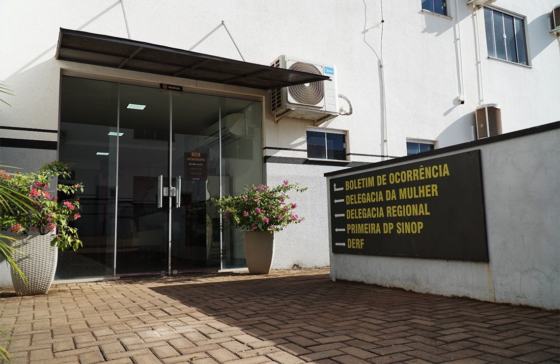 Fachada da delegacia da Polícia Civil de Sinop