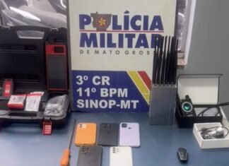 SINOP: PM recupera caminhonete furtada e prende trio com equipamento usado para copiar chaves eletrônicas Material apreendido pela Polícia Militar em Sinop