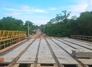 Ponte em construção em Cuiabá