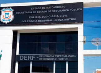 MATO GROSSO: polícia prende três suspeitos de integrar esquema de furto de cargas de grãos em Nova Mutum Fachada da delegacia de Nova Mutum