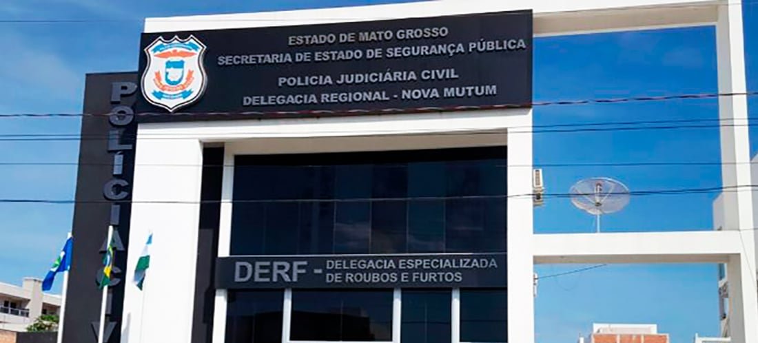 Fachada da delegacia de Nova Mutum